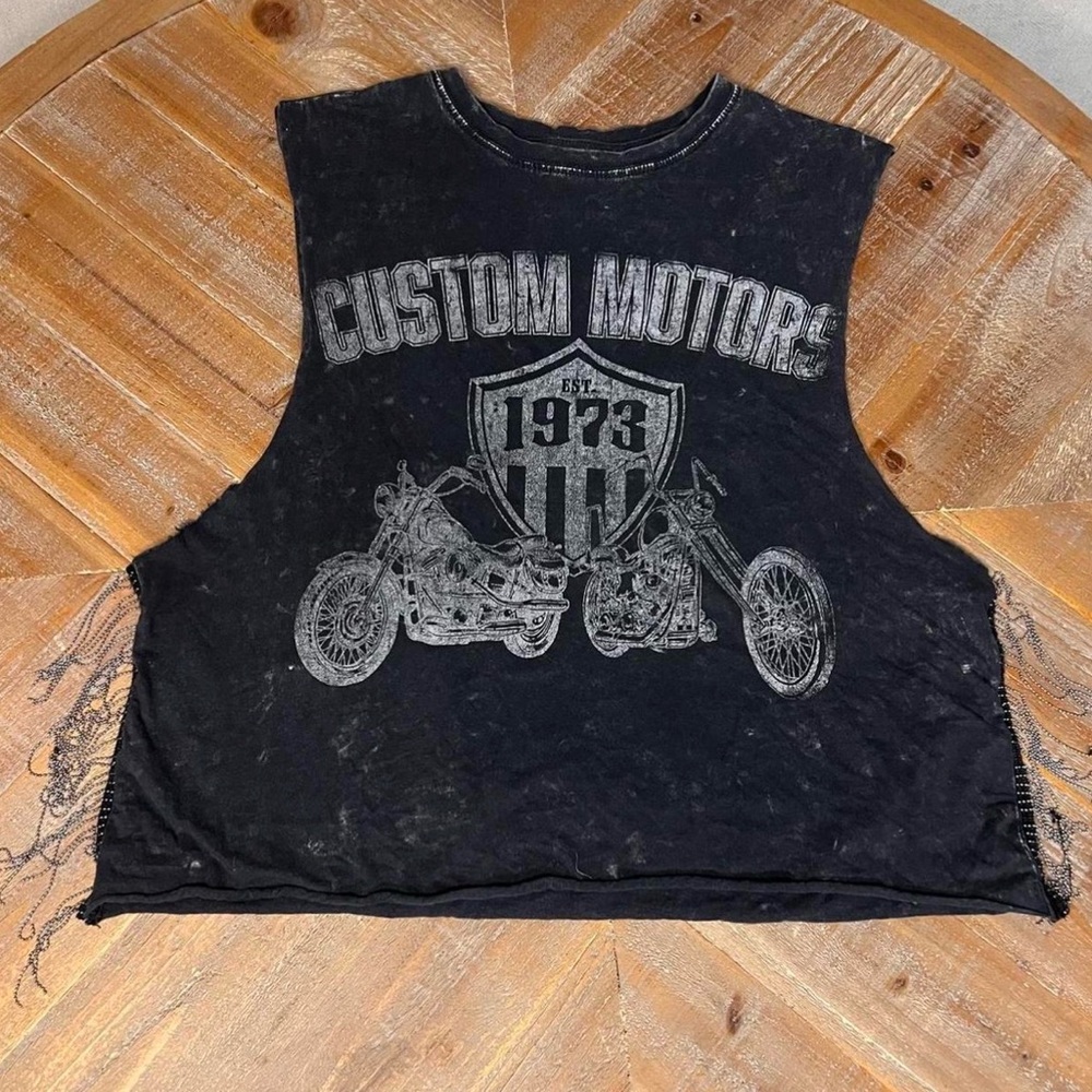 Custom‎ Motors 1973 Distressed Crop Tank Moto Graphic Tee